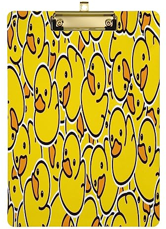 Klemmbrett mit gelber Ente, A4, Briefgröße, für LKW-Fahrer, Krankenschwestern, Klemmbrett, Silber, 30,5 x 22,9 cm