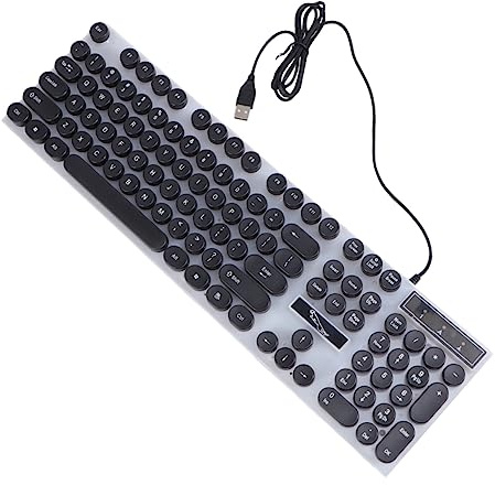 Clavier USB Filaire Lumineux à Touches Rondes, Plastique Noir Portable | Ordinateur, Téléphone et Tablette en Déplacement, Design Élégant, Noir, Touches Rondes, Format Compact