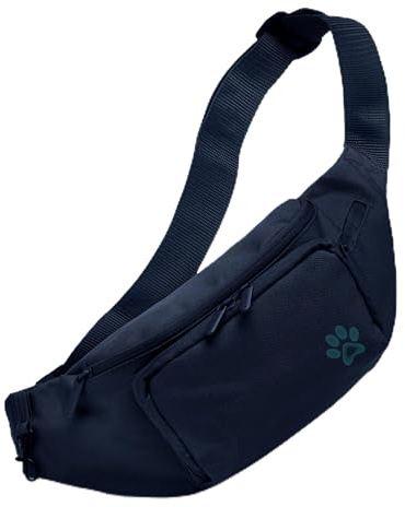 Bauchtasche: Tatze Hund - Gürteltasche mit viel Stauraum - 4 Fächer jeweils mit Reißverschluss - Brusttasche Hüfttasche - Wasserabweisend Bauchtasche Gassi-Tasche Sport Laufgürtel (Navy)