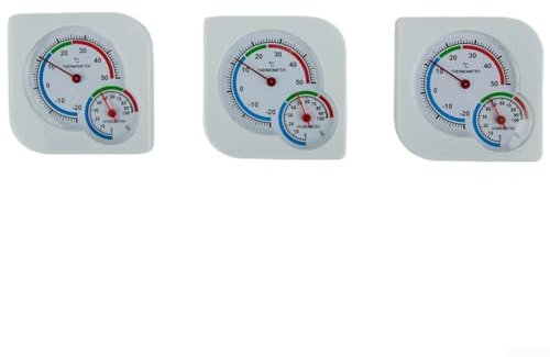 3 termometri con igrometro, scala analogica di facile lettura, uso interno ed esterno
