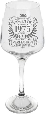 Always Looking Good 51st Birthday Gift Vintage 1975 Aged to Perfection Engraved Large Wine Glass Present for 51 Year Old Etched 400ml Wine Glass