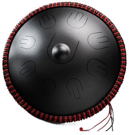 Hluru Hand Pan Drums for Adults Hluru 14 Inch 9 Note Steel Tongue Drum D Moll Professional Percussion Instrument Handpan Drum for Yoga Meditation Beginner(Black)