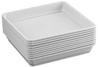 Theaque Sottovaso quadrato per piante, confezione da 10 vassoi per piante da 15,2 cm, in plastica resistente, per interni ed esterni, vasi per fiori senza fori, vassoi antigoccia per piante (bianco