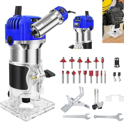 Router da tavolo con 15 frese, fresatrice elettrica per legno, lavorazione del legno, fresa a mano per artigianato/taglio curva/fessure per legno