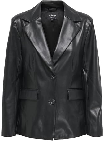 ONLY Onlverona Faux Leather Fit Blazer CC Otw, Nero, M Donna