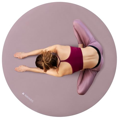 Navaris Esterilla de Yoga Redonda - Alfombrilla Antideslizante de Meditación, Ejercicio, Deporte - Colchoneta 120 cm de Diámetro