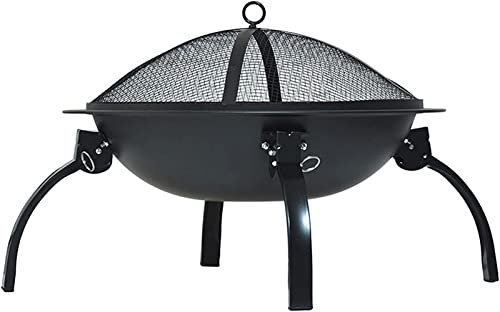 Pozzi del Fuoco Portatili per Barbecue a Legna per Esterni, Piccoli Pozzi del Fuoco con Ciotola con Copertura in Rete Anti-scintille, pozzo del Fuoco in Legno