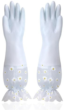 UALXPAO Putzhandschuhe Wasserdichte Gummi-Latex-Samthandschuhe, langlebig, Reinigen, Waschen von Kleidung, Haushalt, Küche, Winter(Color11)