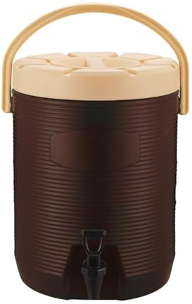 KhUkhu Dispensador De Bebidas Aislado con Grifo, Barril Aislado De Acero Inoxidable con Asa, Dispensador De Bebidas De Doble Pared, para Agua Caliente, Leche, Té, Café,Marrón,20L