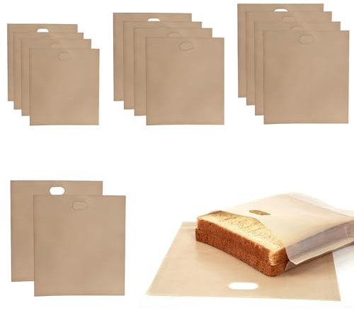 SPOKKI 14 bolsas para tostadora, bolsas antiadherentes para tostadora, reutilizables, lavables, para sándwiches de queso a la parrilla, pizza (16 x 16,5 x 4 + 16 x 18 x 4 + 17 x 19 x 4 + 20 x 22 cm)