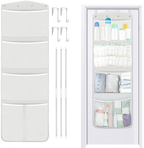 Kuscheltier-Organizer, Tür Organizer mit 4 Taschen hinter der Tür hängenden Speicherorganisator Spielzeug Aufbewahrungsnetz für Kuscheltiere und Babyzubehör, 58.4x165.1cm
