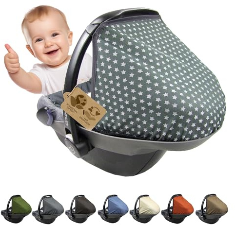 Capota parasol [protección solar para portabebés] compatible con Maxi Cosi Pebble grupo 0+ (estrellas gris oscuro)