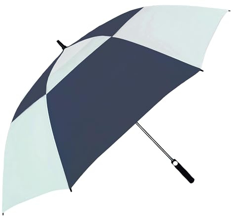 Doubwell golf umbrella large oversize 68 inches air vent double canopy windproof automatic straight rain umbrellas for men and women (White/Dark Blue)