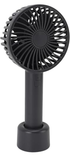 Fockety Ventilador portátil, mini ventilador de mano con cordón y base extraíble, pantalla LED recargable por USB 3 velocidades Ventiladores silenciosos de enfriamiento personal (gris oscuro)