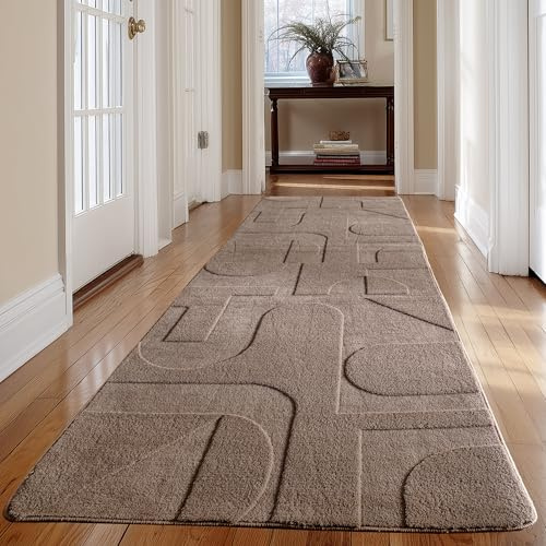 Carpetsale24 Boho Teppich Läufer 80 x 150 cm Beige, Waschbar & Pflegeleicht, Weicher Skandinavischer Deko Teppich mit 3D-Effekt, Ideal für Flur, Küche oder Schlafzimmer