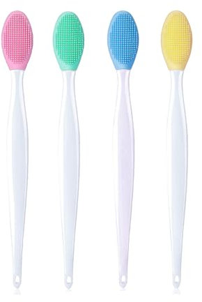 4-Pack Silicone Exfoliating Lip Brush,Double-Sided Lip Scrub Brushes, for Nose Blackheads, Cuticle Removal, and Daily Cleansing, Nose Blackhead Clean Scrubber Tool for Men Women,Lip & Face