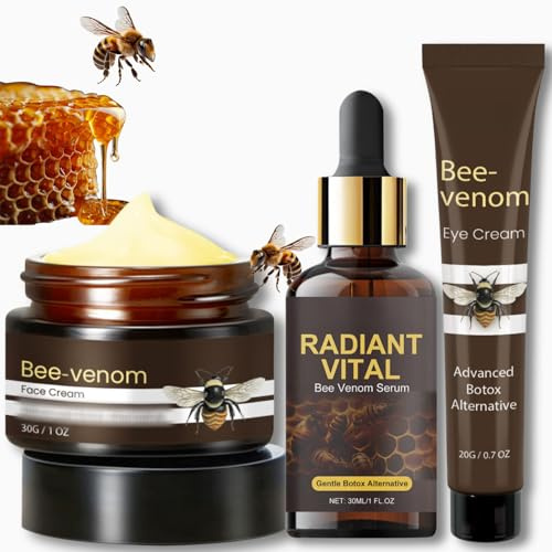 3PCS Bee Venom Anti Wrinkle Skin Care Sets - Bee Venom Face Serum, Face Cream, Eye Cream, Facial Pamper Gifts for Women Fade Fine Lines, Bee Suit, Wrinkle Filler & Skin Tightening