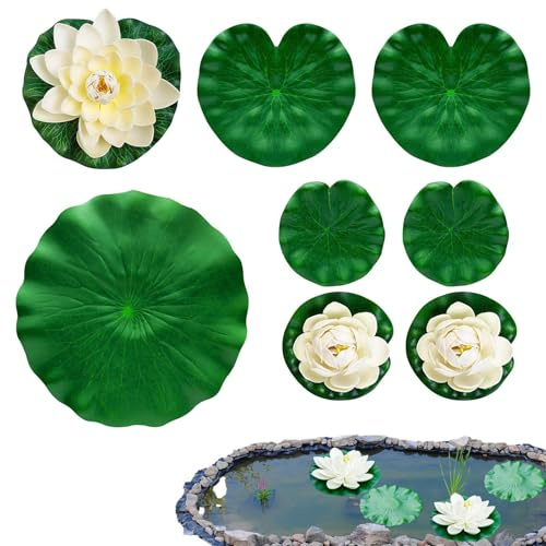 zjhukfmc Plantas de estanque para pequeñas aguas - plantas acuáticas artificiales realistas, decoración de estanque para fiesta de jardín, lirios de agua, decoración de mesa, cascada, boda, hogar