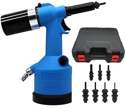 Remachadora neumática hidráulica – Martillo de remache automático de aire para herramientas de tuercas de remache, pistola de tornillo eléctrica industrial con capacidad de 3/32 a 1/4 pulgadas