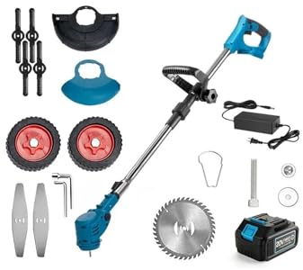 Cortabordes Eléctrico sin Cable, Cortadora de césped eléctrica inalámbrica de 21 V, Longitud Ajustable, Herramientas de jardín for el hogar, Compatible con batería Makita de 18 V.(One Big Battery)