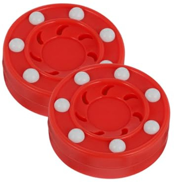 HONITANO 2 Piezas Puck de Hockey para Entrenamiento Profesional sobre Hielo y Patines Disco Duradero y Ligero para Adultos y Pack de Unidades Rojas