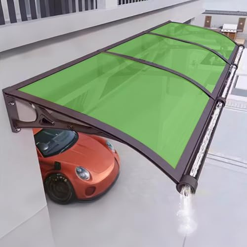 Outdoor Door Canopy Awning – UV Protection Patio Roof Cover with Aluminum Bracket & Polycarbonate Board Front Porch Shade for Windows (Grass Green 120x340cm)