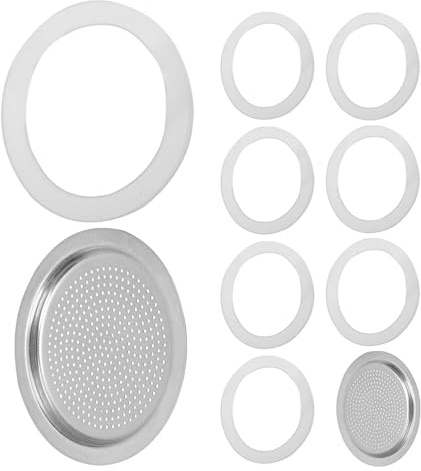 SHINEOFI Ersatz Dichtung Silikondichtung für Espressokannen 300 ml Haushalts Espressomaschinen 10 Stück mit Filtereinsätzen Lebensmittelecht Auslaufsicher Vielseitig Kompatibel