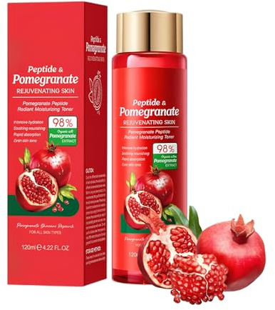 Hinapan Granatäpple ansiktsvatten, granatäpple strålande fukttoner 120 ml, med niacinamid och hyaluronsyra, intensiv lugnande hudton för fyllig hud och stabiliserad hudbarriär