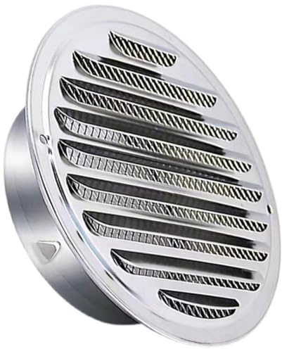WOONEKY Stainless Steel Round Vent Hood with Rain Cover and Screen Mesh, 80mm Flat Air Outlet Vent for Exterior Wall Exhaust and Kitchen Range Hood Protection