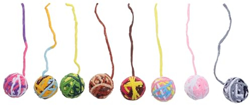 ULTECHNOVO 8 Bunte Wollknäuel mit Glöckchen Katzenball aus Weichem Wollgarn Interaktives Katzenspielzeug für Katzen und Kätzchen zur Aktiven Beschäftigung Zufälliger Stil