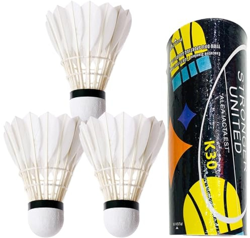 Pelotas de bádminton – Juego de 3 piezas de plumas de pato con alta estabilidad de vuelo, equipo de entrenamiento duradero para jugar de forma uniforme en interiores y exteriores | Para hombres y