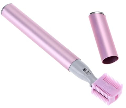 KAJNBN Recortador de Cejas Eléctrico Rosa para Damas, Afeitadora Ligera Peine, Material Aluminio y Abs, Adecuado para Cejas y Vello Facial