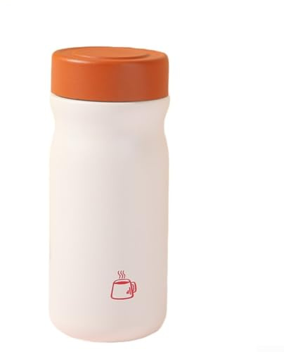 MKTOLHUS Tasse de voyage isotherme de 325 ml en acier inoxydable 316 pour mini bouteille d'eau avec couvercle anti-fuite, finition mate pour boissons chaudes et froides, tasse portable pour (orange et