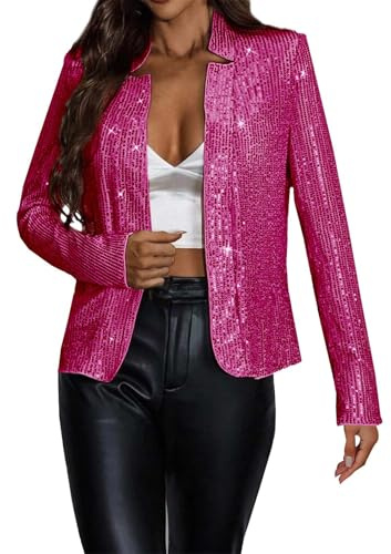 Generisk paljettjacka för damer, festlig, blazer, sportig, elegant glitter, kostymjacka, karneval, kort blazer, modern, pailettblazer, fest, affärsblazer, glittrande kostymjackor, karneval, kavaj