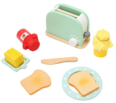 Generic Set di Giocattoli per Tostapane per Bambini, Divertente attività Educativa, Giocattolo da Cucina in Legno Sicuro con Ricchi Accessori