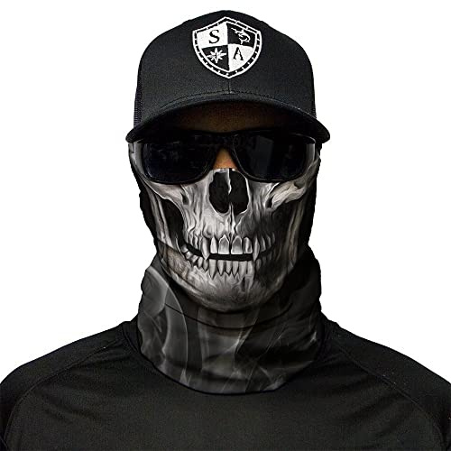 S A Fishing Face Shield Halstuch - viele verschiedene Designs - Multifunktionstuch Schutzmaske Totenkopf Schal Gesichtsmaske Sturmhaube Bandana Ski Motorrad - Crow Nebel mit Totenkopf
