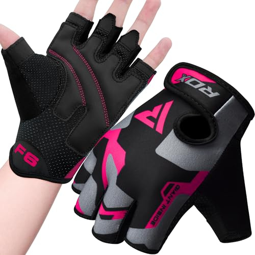RDX Weight Lifting Gloves Gym Fitness Workout, Anti Slip Padded Palm Protection Elasticated Strength Training Equipment, Men Women Adult & Kids Half Finger Exercise Calisthenics Cycling Climbing Grips