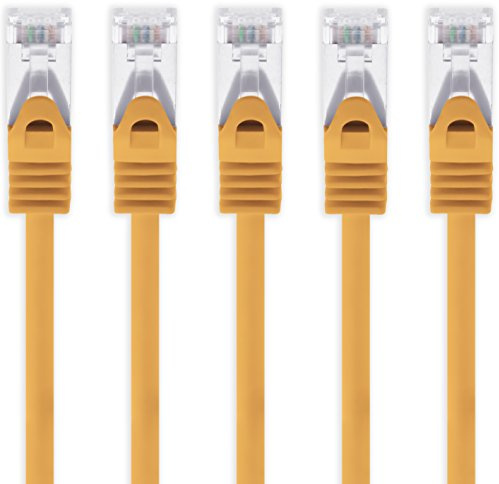1aTTack.de 0,25m - orange - 5 Stück Cat7 Netzwerkkabel SFTP Patchkabel Lankabel Rohkabel 10GB/s - 500 Mhz konfektioniert mit 2 RJ45 Stecker Cat 6a