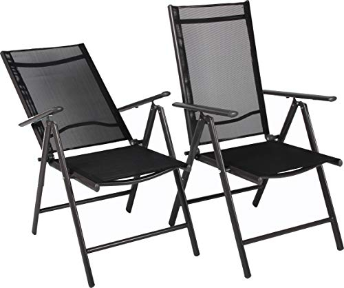 VCM Set Aluminium Gartenstuhl Alu Hochlehner Balkonstuhl Camping Klappstuhl 2X, Anthrazit