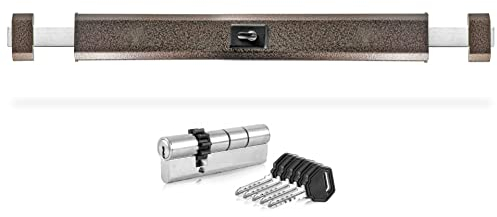 Ckey Panzerriegel Querriegel Panzerriegelschloss Türsicherheit Schließzylinder (Braun, 950 mm)