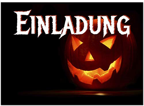 8 Halloween Einladungen mit Umschlägen - Leuchtender Kürbis - Tolle Einladungskarten für die Halloween-Party für Kinder und Erwachsene