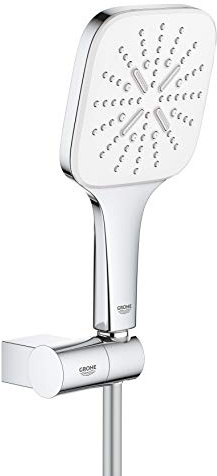 GROHE wassersparende CUBE Handbrause Duschkopf Set inkl. Wandhalter, Rainshower 130 SmartActive, EcoJoy, 3 Strahlarten, 26588LS0