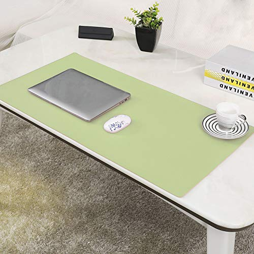 Insun Multifunktionales Office Mauspad Ultradünnes Matte Zweiseitig Nutzbar Wasserdichte Schreibtischunterlage aus PU Leder für Büro und Zuhause Grün 90x30cm