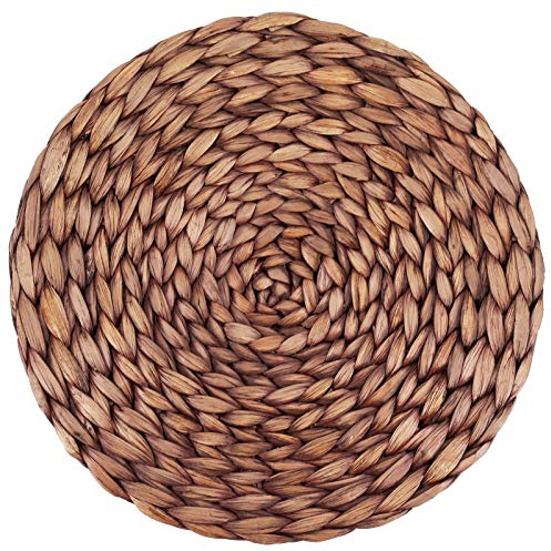 Decorasian Platzset aus Seegras - Wasserhyazinthe, 6er Set Tischset abwischbar 35cm Tischuntersetzer rund, braun gewaschen