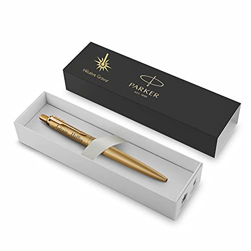 Parker Jotter XL Monochrome Kugelschreiber mit Gravur | Premium Stift | Geschenkbox | blaue Tinte | edel | personalisiertes Geschenk | Namen | graviert | Geburtstag | Idee (Gold)