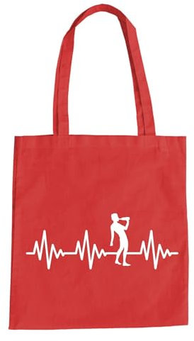 Herzschlag Saufen Baumwolltasche - Ekg Alkohol Betrunken Rot