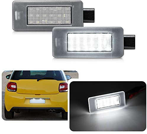 njssjd LED-Kennzeichenbeleuchtung für Peugeot 207 CC 208 2008 308 MK2 308 CC 3008 MK1 MK2 508 MK1 MK2 5008 MK2 für Citroen C3 III C4 II C5 III Aircross Canbus LED Tag-Lampe OEM: 9682403680…