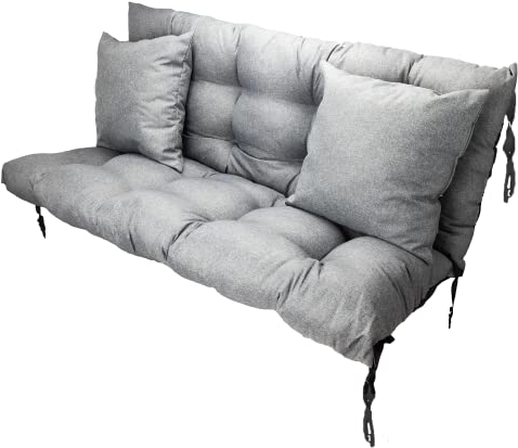 Filippo Sitzauflagen Gartenmöbel 160 x 55 x 55 cm Grau - Kissen Hollywoodschaukel Beständig Gegen Schimmel – Handgefertigt Polster für Hollywoodschaukel mit Befestigungsschnüre