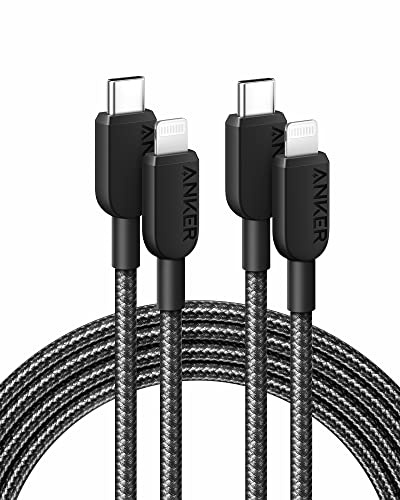 Anker 6ft Black USB-C to Lightning Cable (2-Pack, MFi Certified, Fast Charging) for iPhone 14 Plus/14/13/12