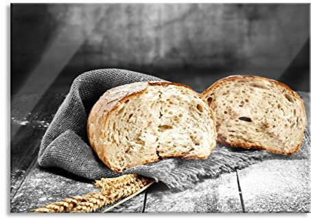 Pixxprint Quadro in vetro | Murale in vero vetro | Buon pane agricolo | 80 x 60 cm | con sospensione e distanziatore